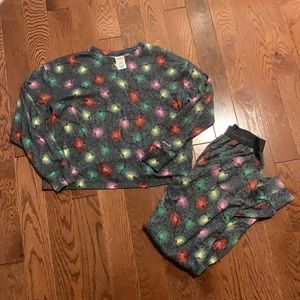PINK Christmas light pajamas XS